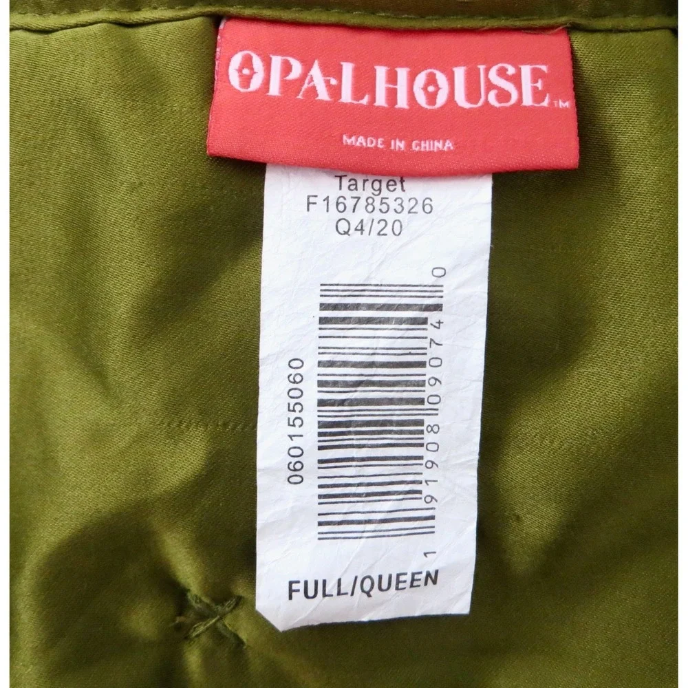 Opalhouse Crushed Velvet Tufted Bedding Comforter Moss Green SZ Queen